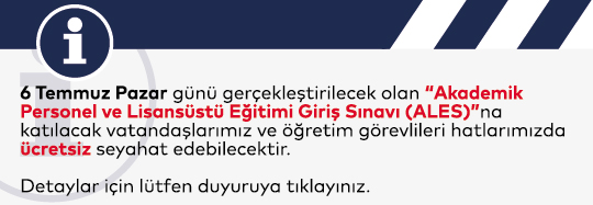 Akademik Personel ve Lisansüstü Eğitimi Giriş Sınavı'na (ALES) Ücretsiz Seyahat Kararı