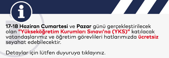 Yükseköğretim Kurumları Sınavı'na (YKS) Ücretsiz Seyahat Kararı