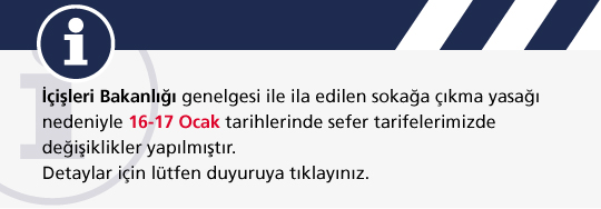 16-17 Ocak Sokağa Çıkma Yasağı Tarife Değişikliği