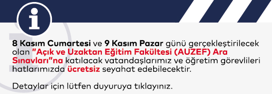 Açık ve Uzaktan Eğitim Fakültesi Ara Sınavları’na Ücretsiz Seyahat Kararı