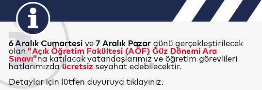 Açık Öğretim Fakültesi (AÖF) Güz Dönemi Ara Sınavı Ücretsiz Seyahat Kararı
