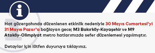 M3 ve M9 Hatlarımızda Sefer Düzenlemesi