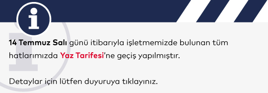 Yaz Tarifesi Başlıyor